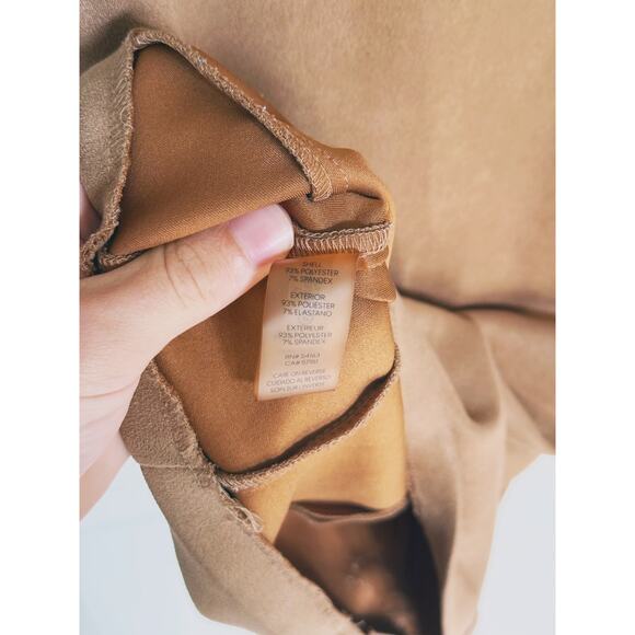 Calvin Klein Cap Sleeve Faux Suede Sheath Dress Camel Brown 4 Career Academia - Picture 6 of 10